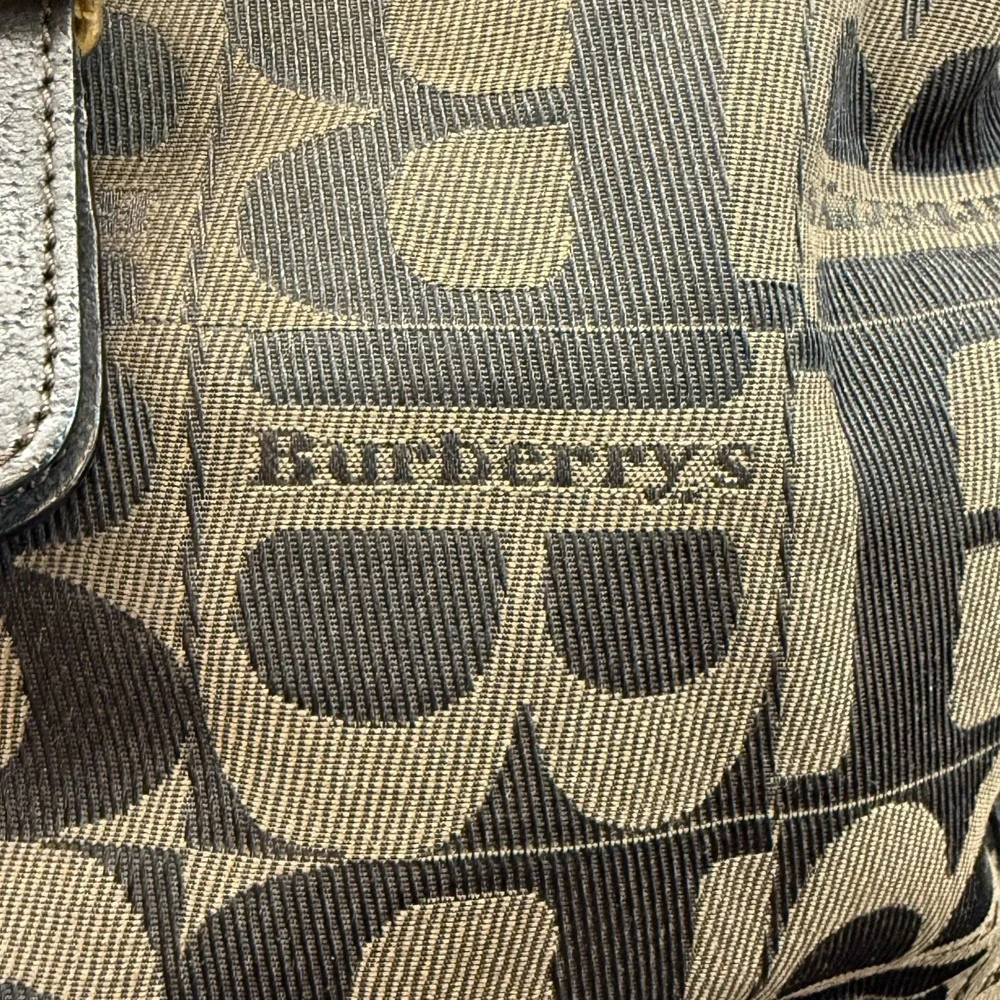 Vintage Burberrys Bucket Bag Drawstring Big B Logo Canvas Black COA Excellent - Picture 3 of 16